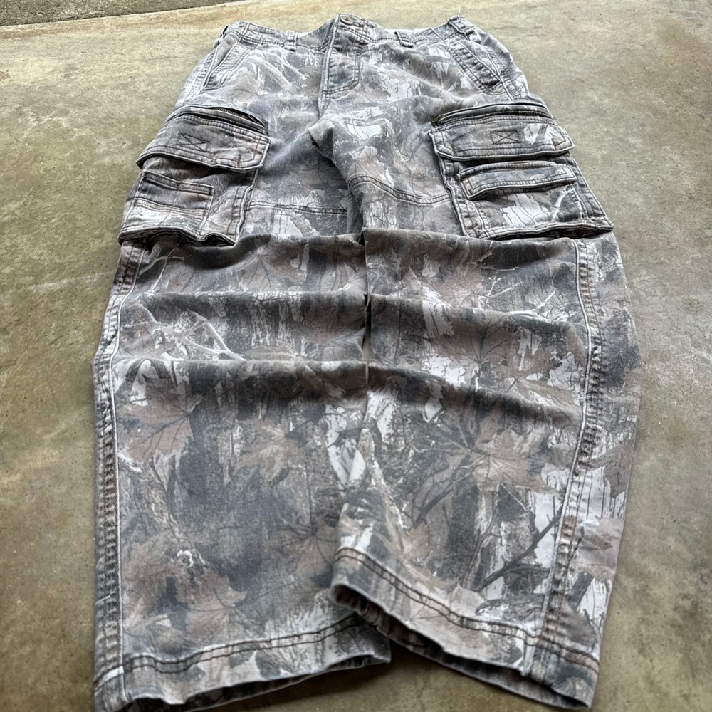 Vintage Y2K Hollister Cargo Pants Real Tree Camo Wide Leg Gorpcore Gray 30x30 h4